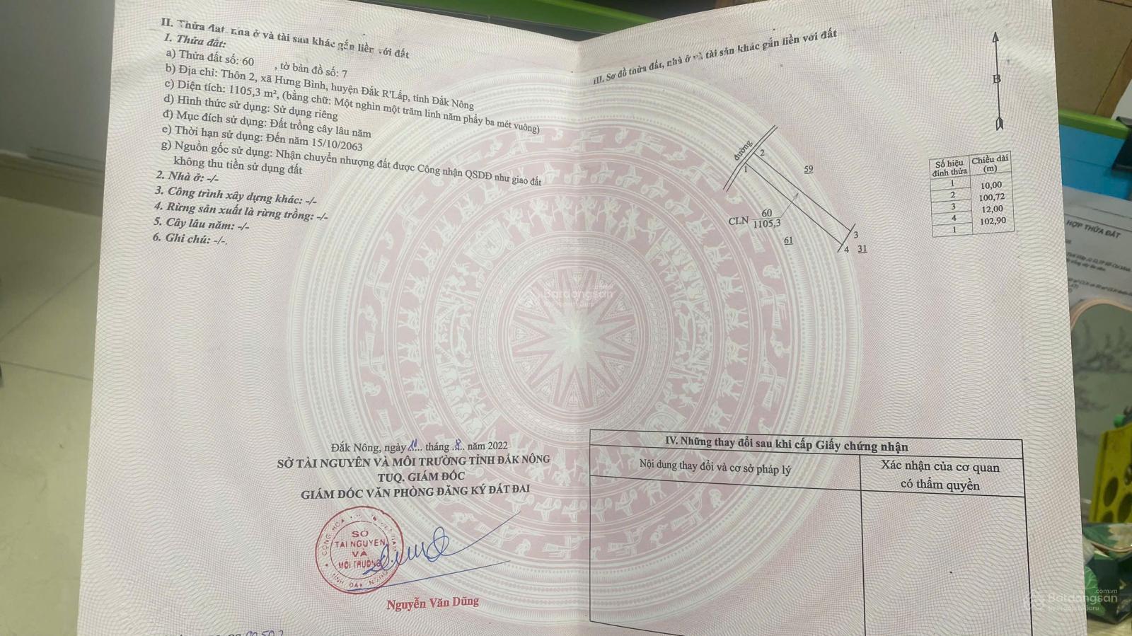 Siêu rẻ! Bán đất hồ đẹp xuất sắc tại Xã Hưng Bình, Dăk R'Lấp, Đắk Nông, 420 triệu, 1105 m2