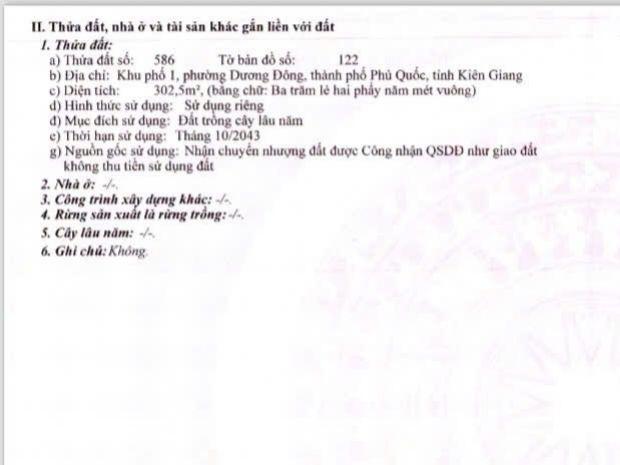 Bán đất 2 mặt tiền tại đường 30/4, khu phố 1, Phường Dương Đông, 6 tỷ, 302.5m2