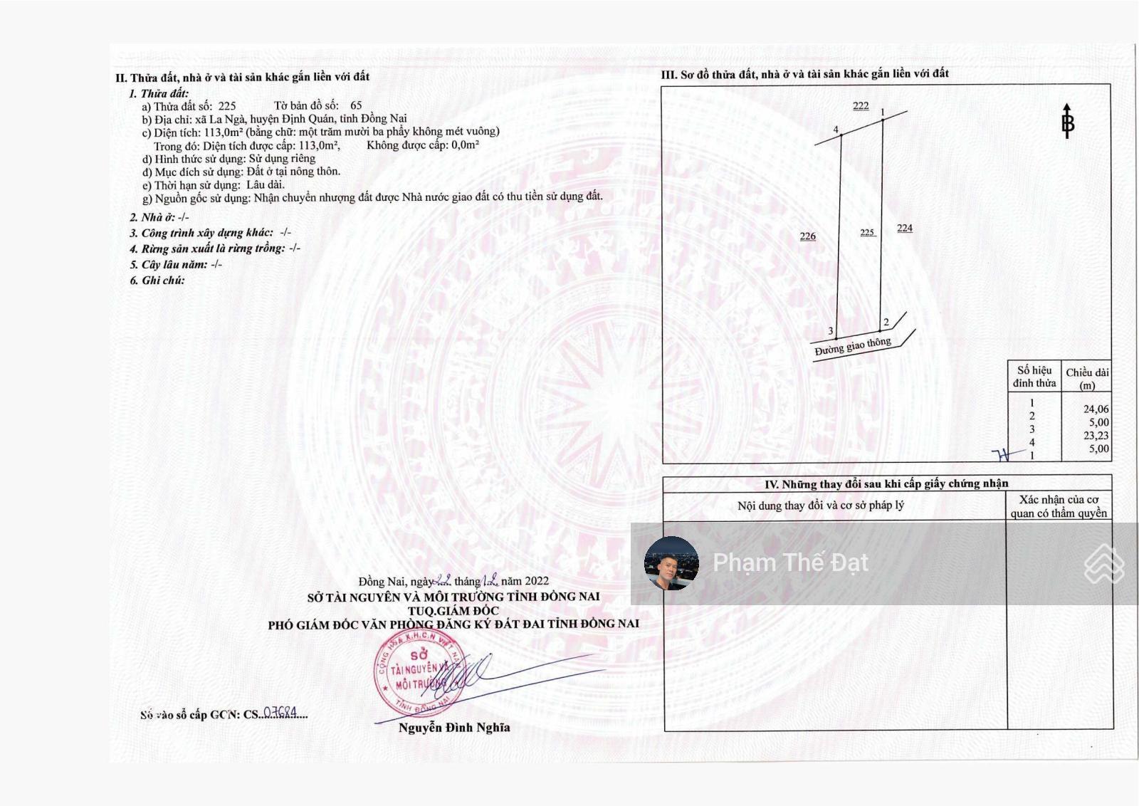 Cần bán lô đất đẹp sổ riêng, diện tích nhỏ cực hiếm. DT: 5x23m thổ cư 100%. Call em Đạt nhận sổ