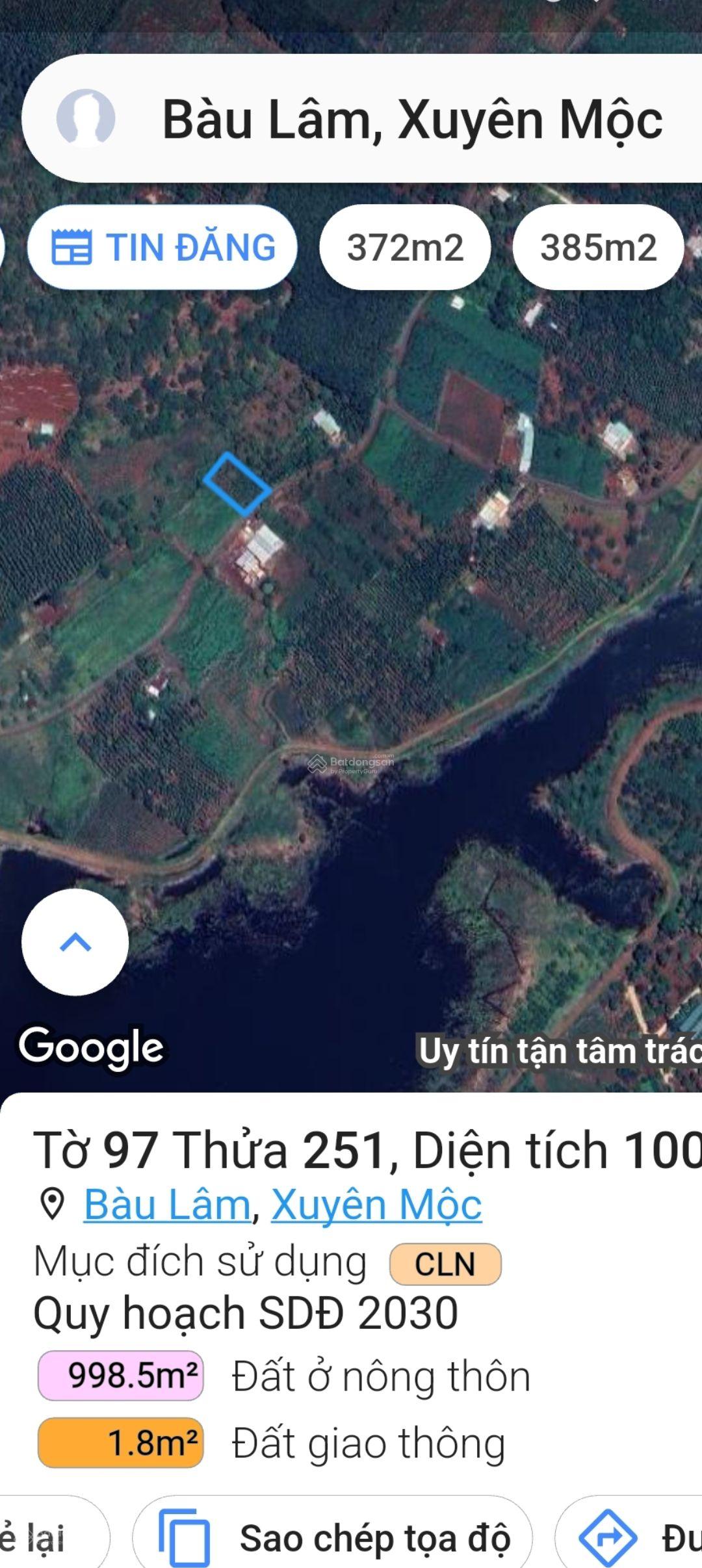 Bán lô đất view nhìn hồ Sông Ray Bàu Lâm Xuyên Mộc BRVT