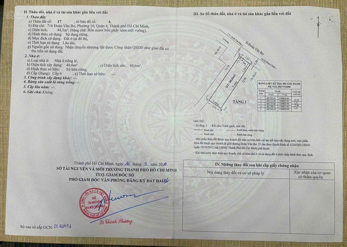 Chính chủ bán nhà cấp 4 MT Đoàn Văn Bơ, Quận 4, thích hợp kinh doanh và ở. LH 0903 870 ***