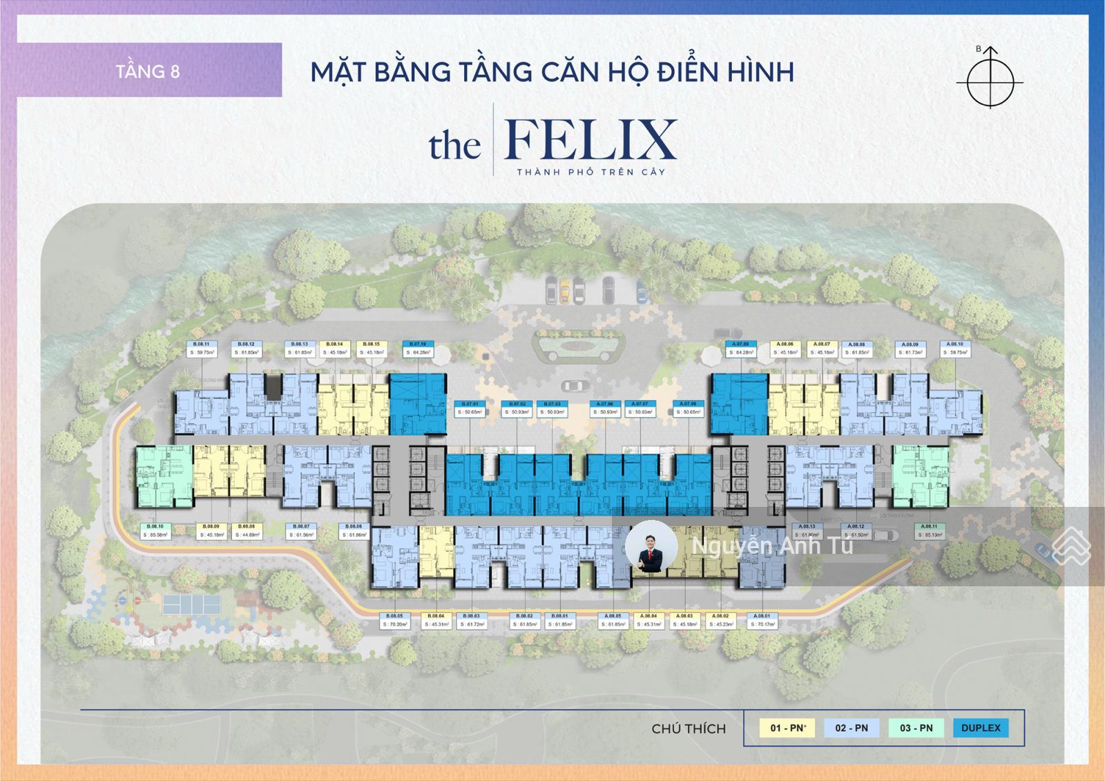 Bán Duplex 3PN 130m2 dự án The Felix trung tâm TP Thuận An, giá từ 4,42 tỷ/căn 2 tầng view hồ bơi