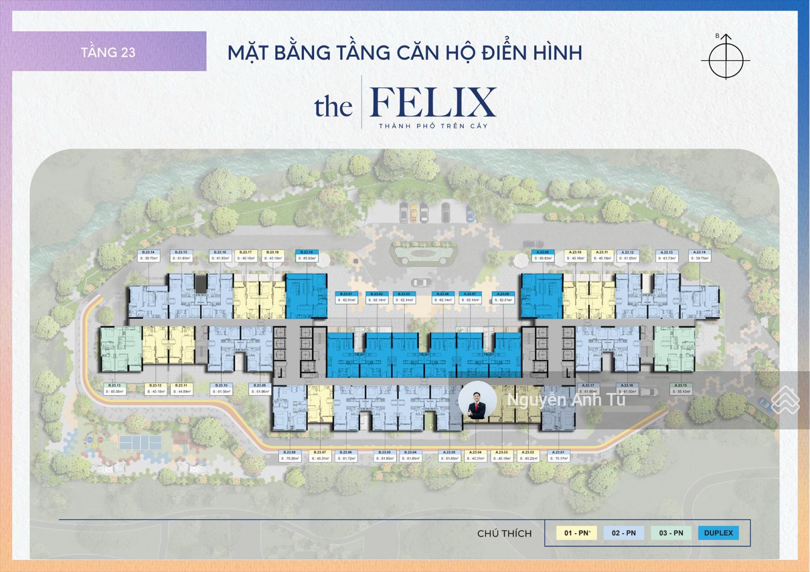 Bán Duplex 3PN 130m2 dự án The Felix trung tâm TP Thuận An, giá từ 4,42 tỷ/căn 2 tầng view hồ bơi