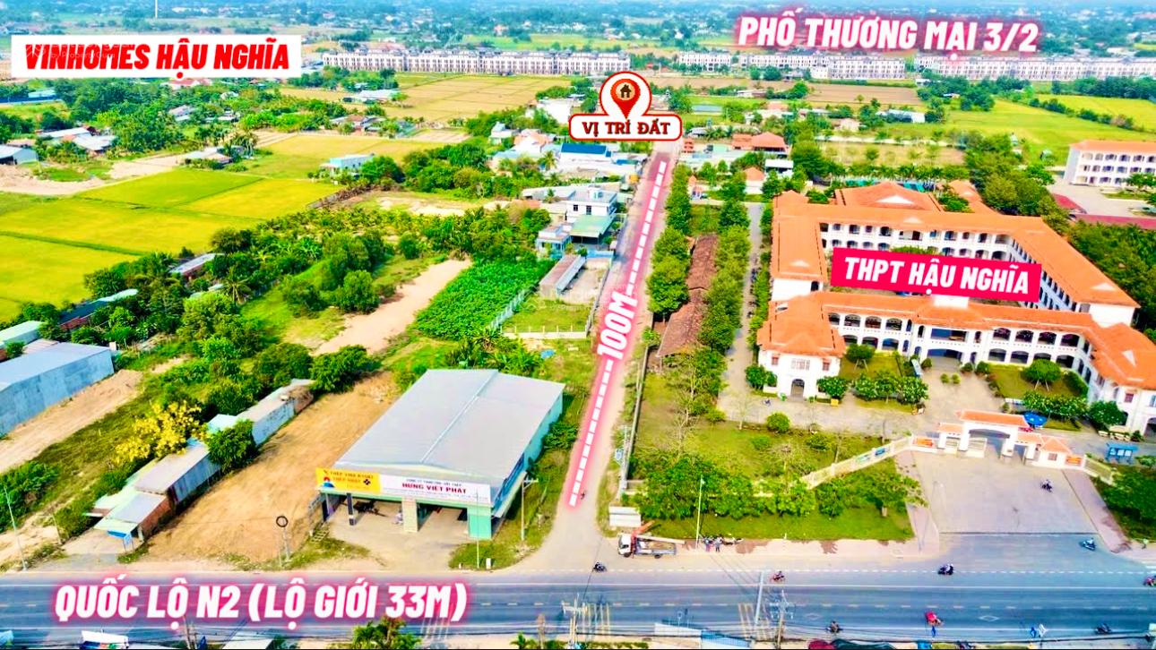 Bán lô góc đầu tư 403,6m2 gần Vinhomes Hậu Nghĩa, full thổ cư, sổ hồng riêng
