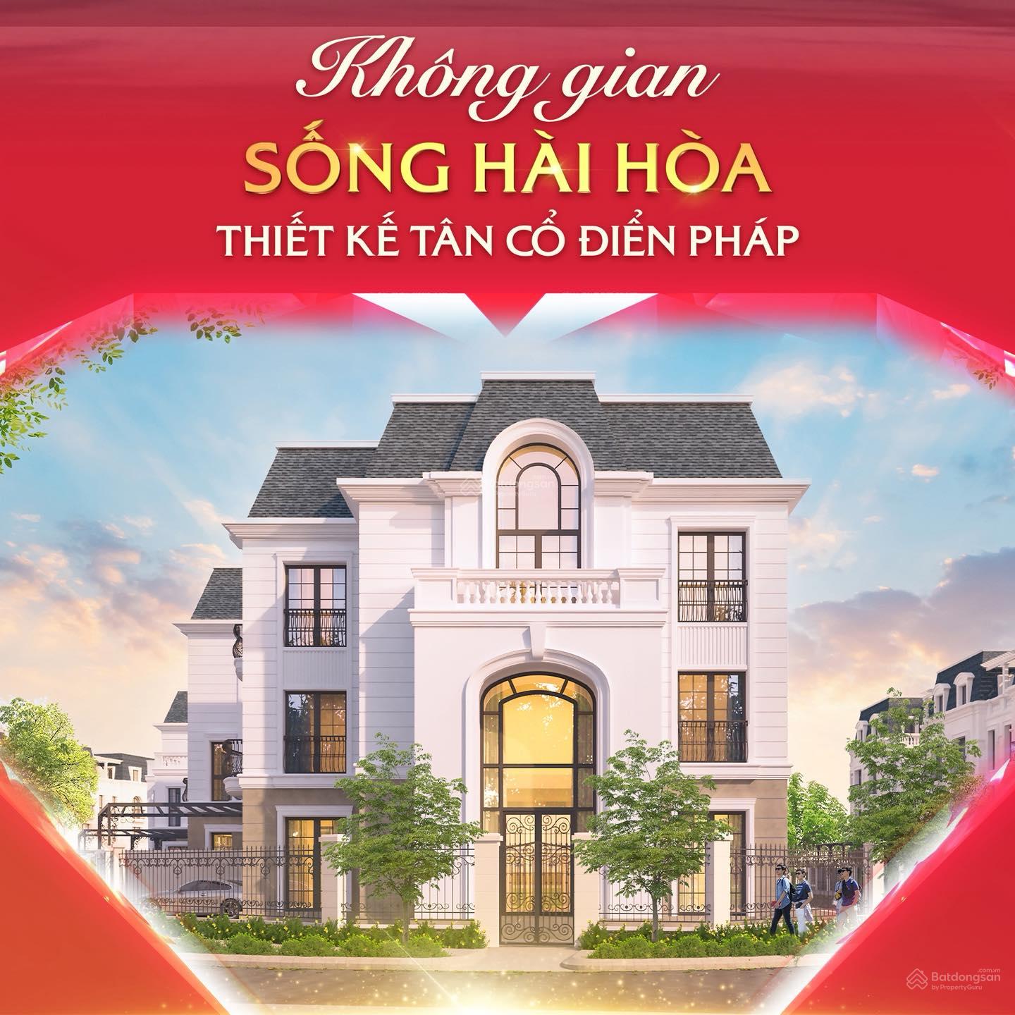 Bán suất biệt thự vườn tân cổ điển 300m2, 3 tầng tại KĐT Hồng Hạc, tiện ích cao cấp. Vay ưu đãi 0%