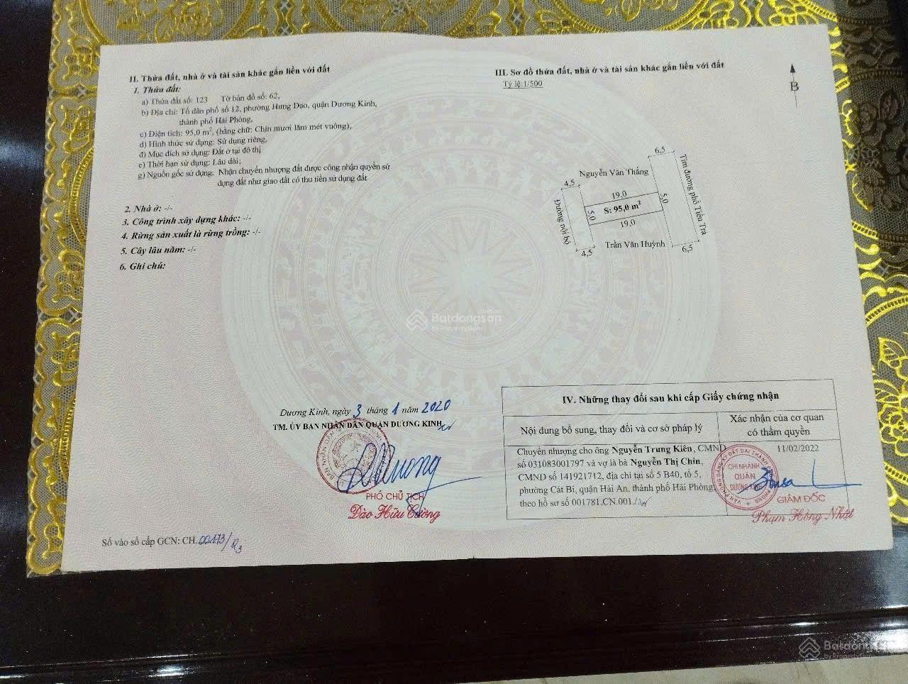 Bán đất 95m2 tại Hưng Đạo, Dương Kinh, Hải Phòng, 2,9 tỷ