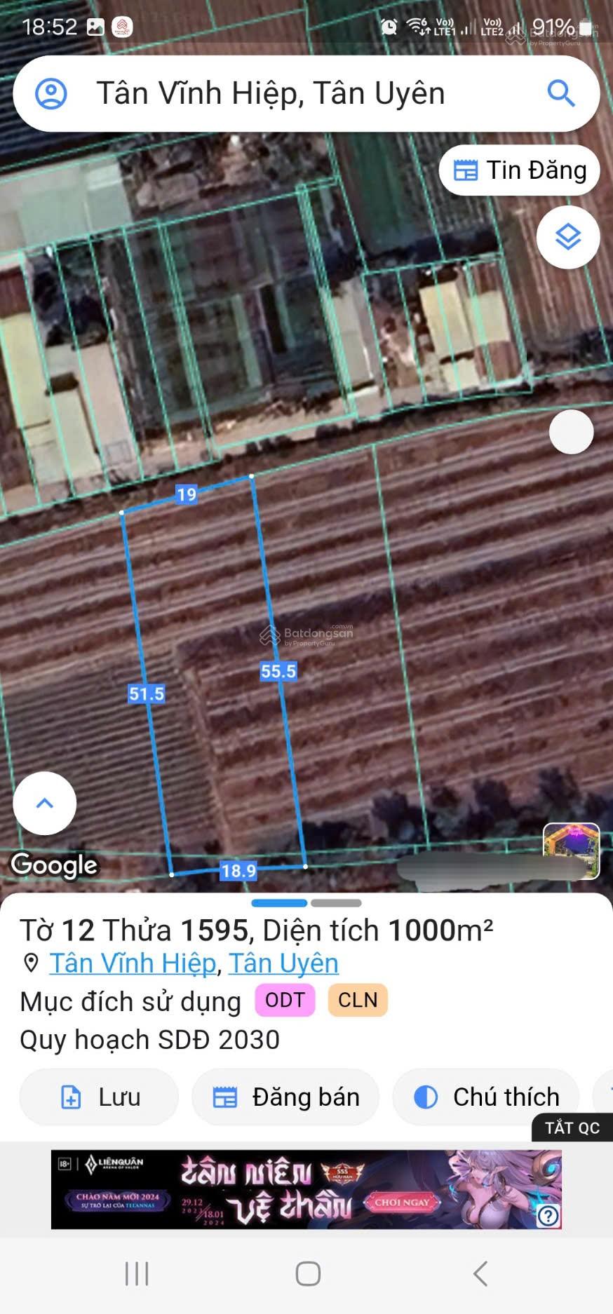 Chính chủ nhận cọc đất Tân Vĩnh Hiệp sát bên TP mới DT đẹp: 19 x 55m thổ cư 100m2 (tổng 1000m2)