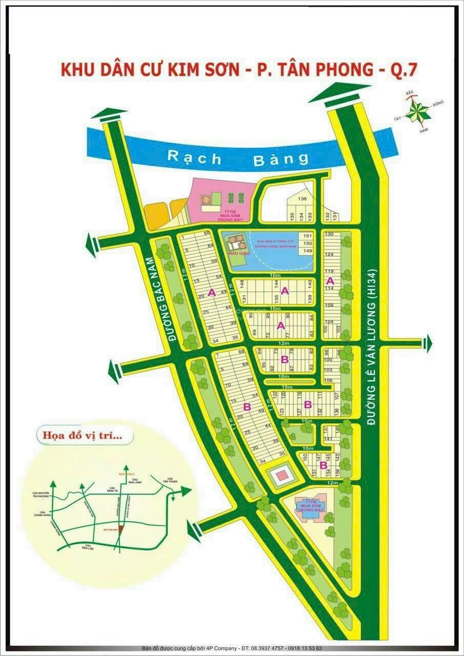 Bán gấp nền biệt thự giá rẻ nhất KDC Kim Sơn Tân Phong Quận 7. Giá Chỉ: 125 triệu/m2