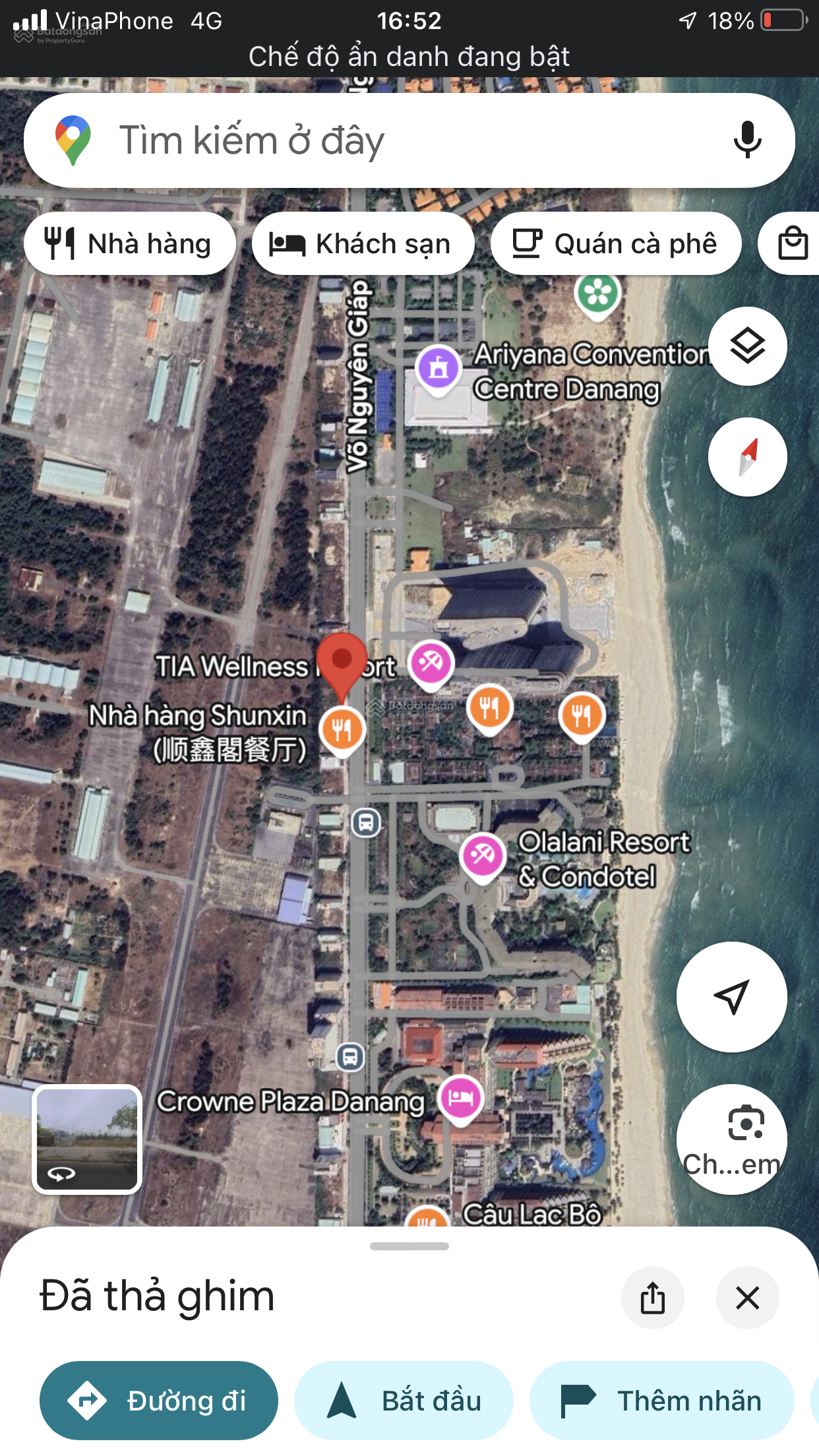 Bán lô Võ Nguyên Giáp dt 142m2(5,5m x 26m) kẹp cống giá bán đầu tư 140tr/1m2 giá có thương lượng.