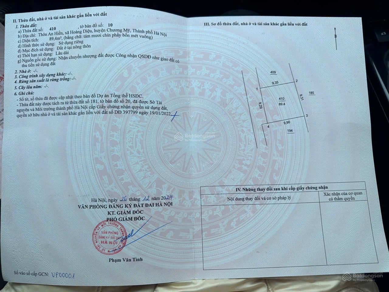 Bán đất Hoàng Diệu Chương Mỹ hàng Fo chính chủ gửi