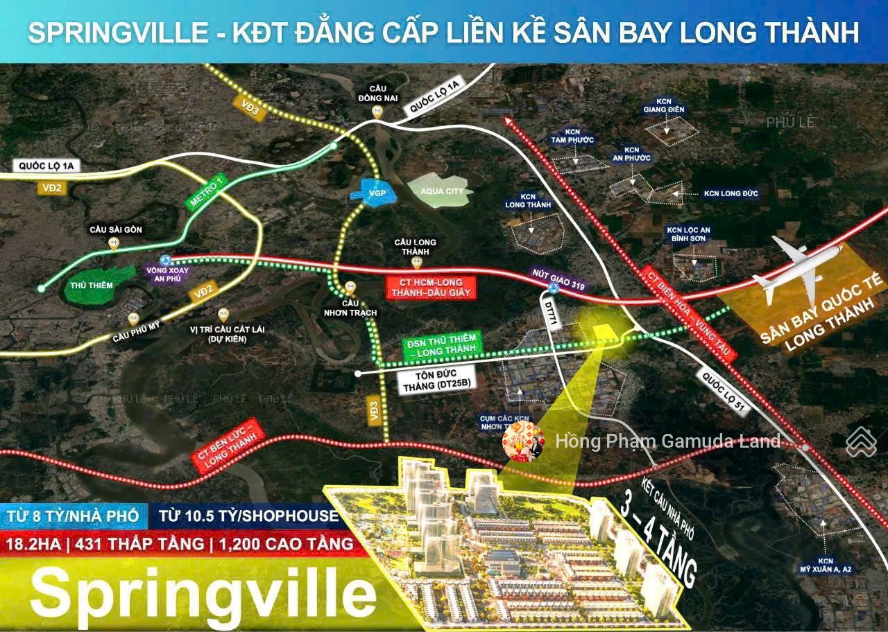 Nhà phố 2 mặt tiền - dự án Spring Ville Nhơn Trạch Đồng Nai - CĐT Gamuda Land - Ký HĐMB 10%