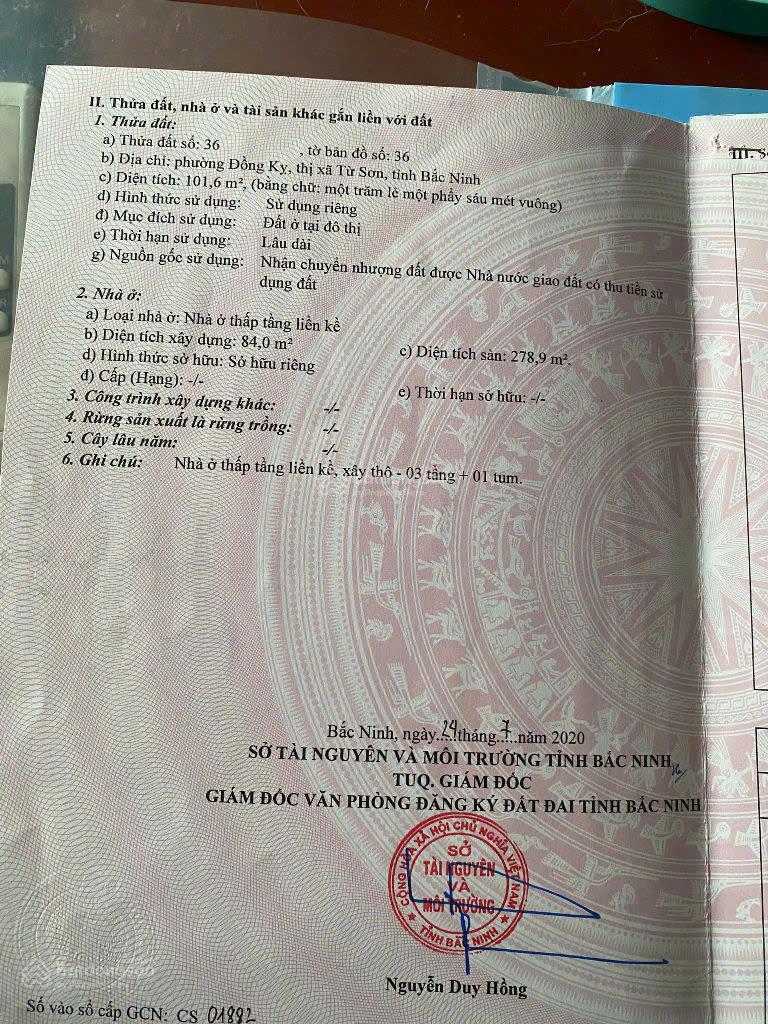 Chính chủ Bán Liền kề LK21 Đông Nam đã xây và có sổ tại Khu đô thị Vườn Sen Bắc Ninh, giá hợp lý.