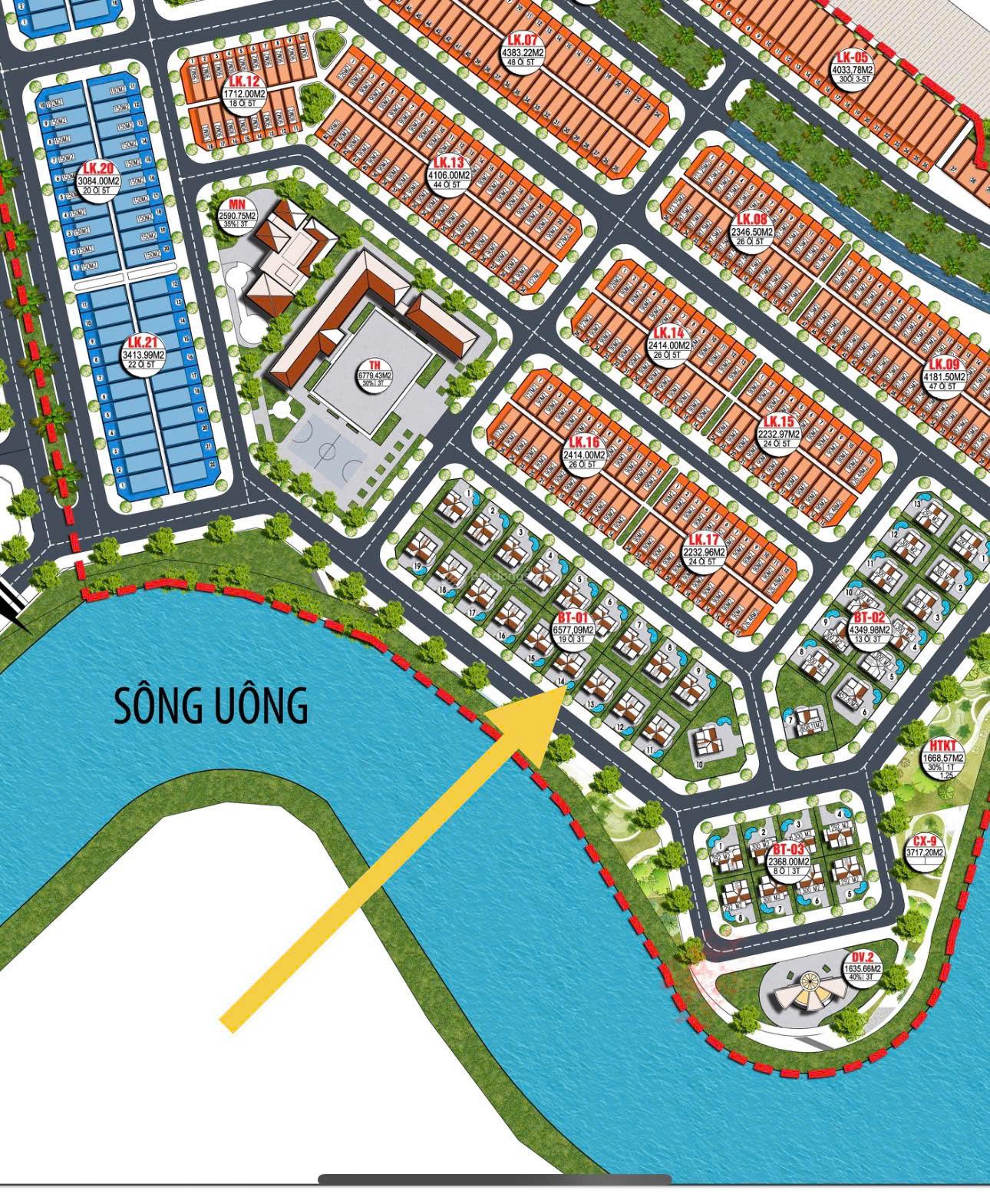 Nền biệt thự đơn lập 300m2 view sông Uông, giá cắt lỗ