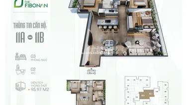 Cần nhượng lại căn 3PN 2WC 96m2 giá ngoại giao, thiết kế đẹp nhất dự án, MPDV 2 năm