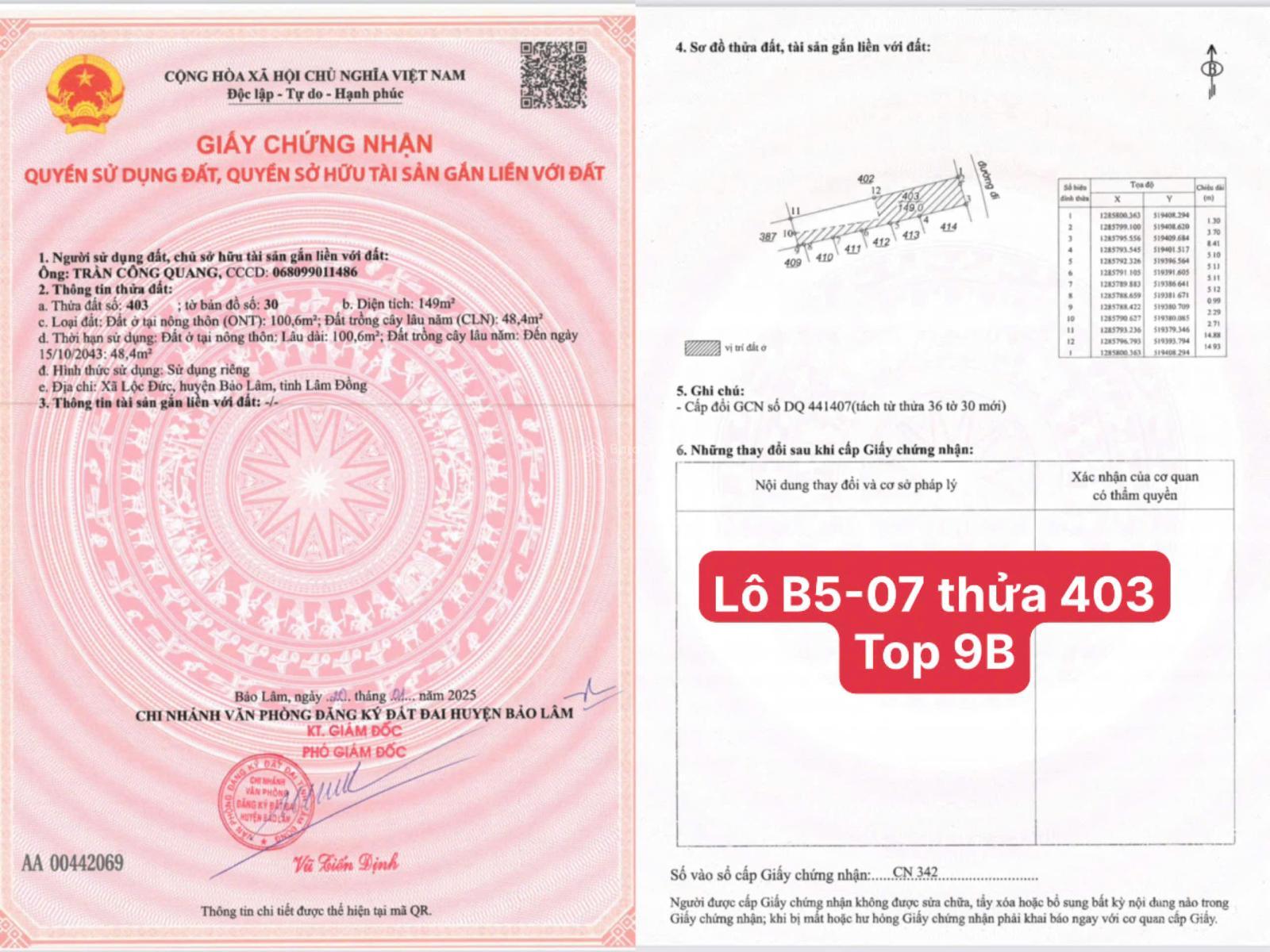 Đất nền sổ đỏ Bảo Lâm, sổ đỏ liền tay chỉ từ 4,8 tr/m2, cụm dân cư quy hoạch