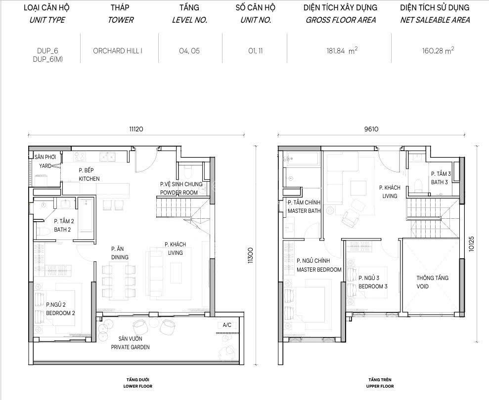 Bán gấp Duplex Orchard Hill 182m², trần 6.55m, tầng tiện ích, cạnh hồ bơi, giá 7.2 tỷ
