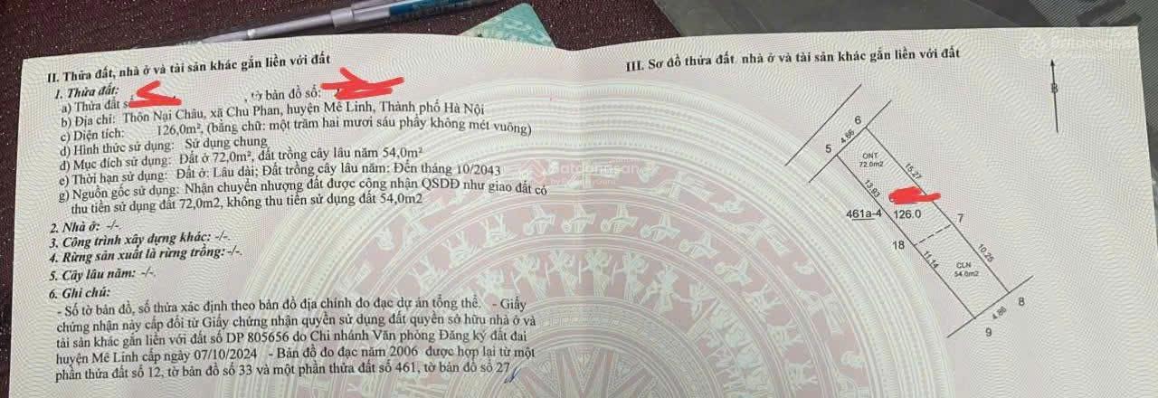 Bán đất đẹp Nại Châu - Chu Phan - Mê Linh - Giá chỉ 22,8 triệu/m² - cơ hội vàng cho nhà đầu tư