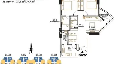 Bán căn 02 phòng ngủ, 97m2 tầng trung, giá tốt nhất, gió mát cả ngày, cam kết giá thật
