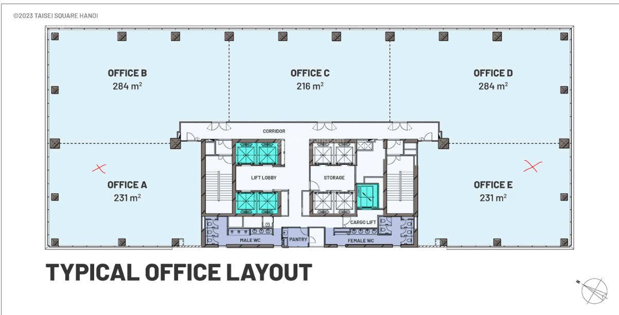 BQL chính chủ cho thuê văn phòng Taisei Square Khuất Duy Tiến, 500m2 cắt nhỏ 150m2 view cực đẹp