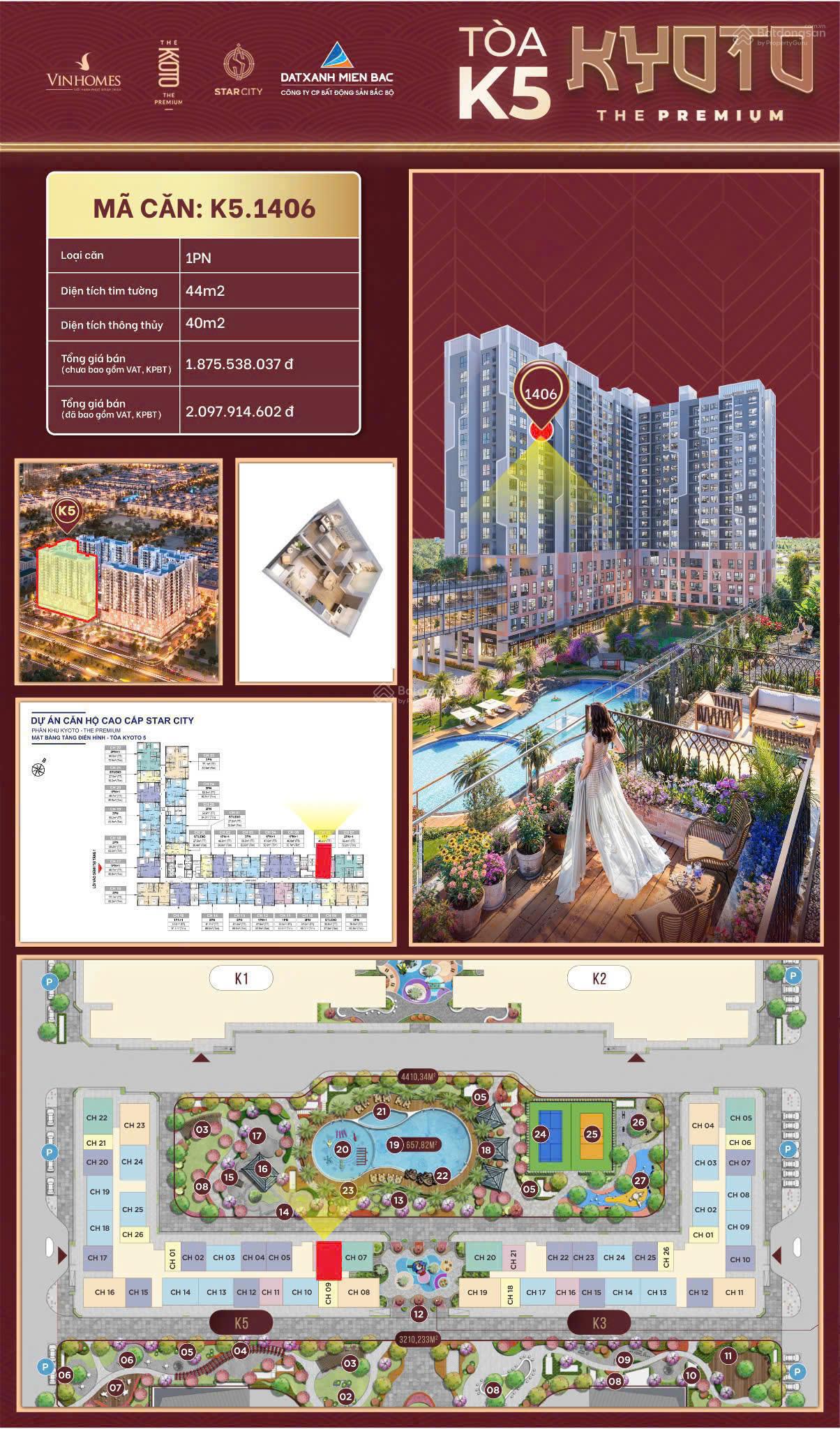 Cần tiền bán gấp căn 1 + tầng 10 đẹp nhất dự án Vinhomes tòa A3