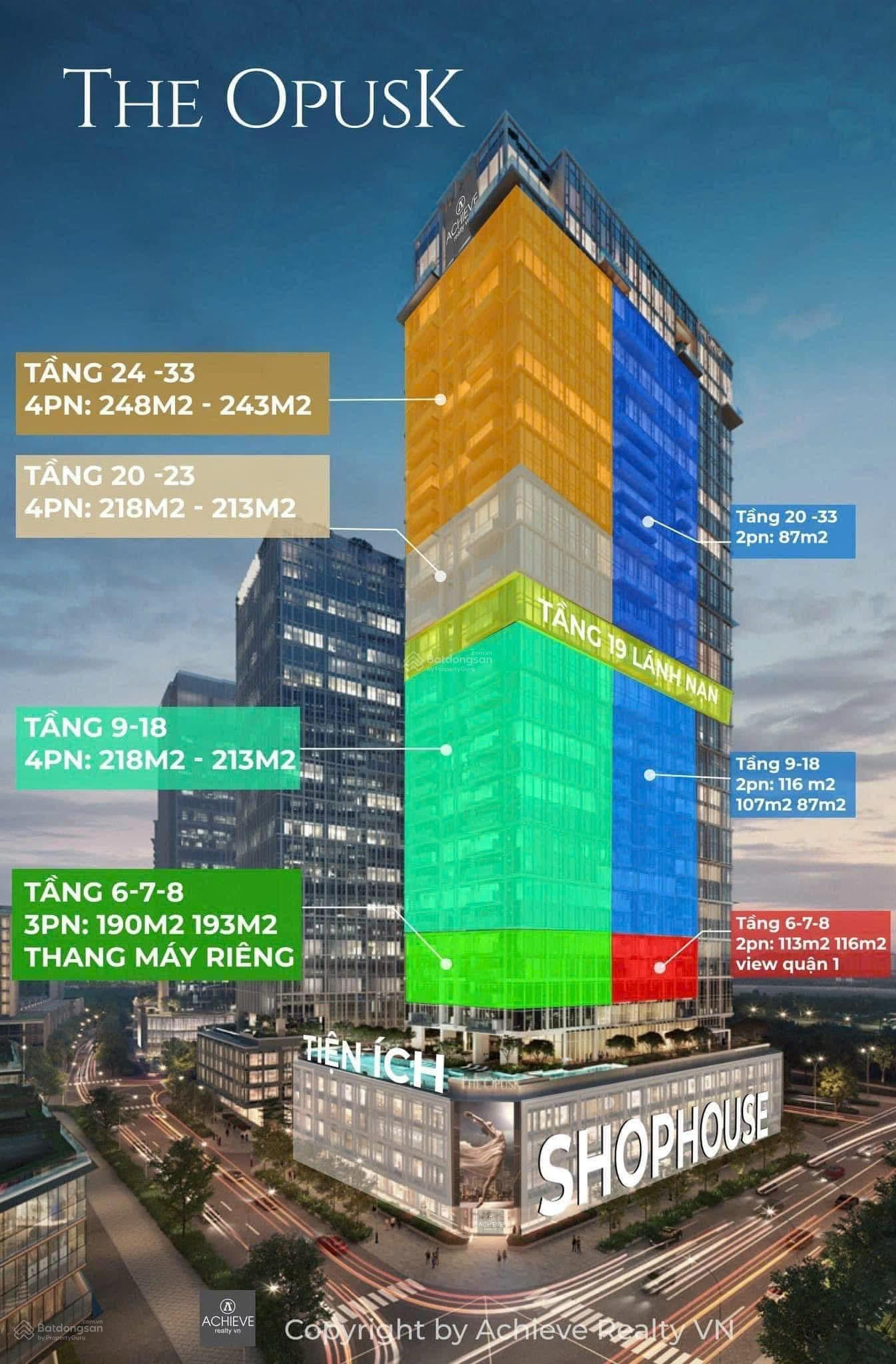 Cắt lỗ! Duy nhất 4 phòng ngủ - OpusK view sông liền kề! Giá cực tốt chỉ 69 tỷ