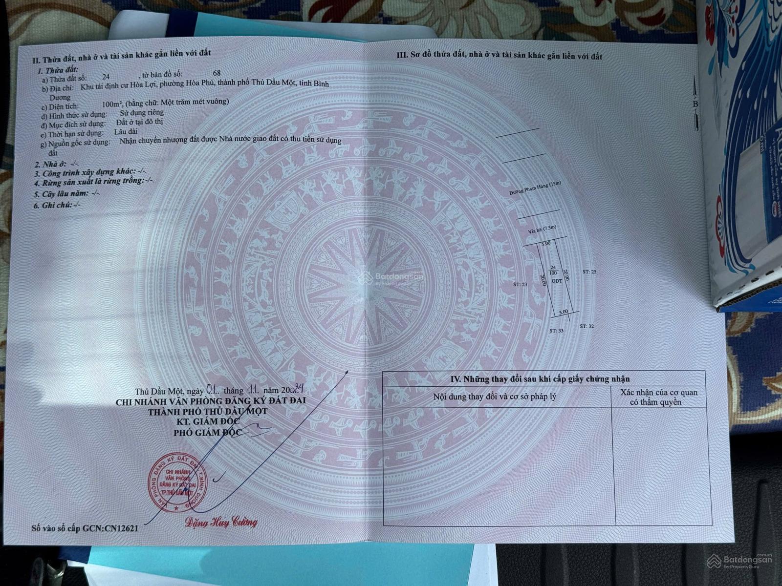 Chính chủ cần bán lô đất mặt tiền đường Phạm Hùng phường Bình Dương - TP Hồ Chí Minh