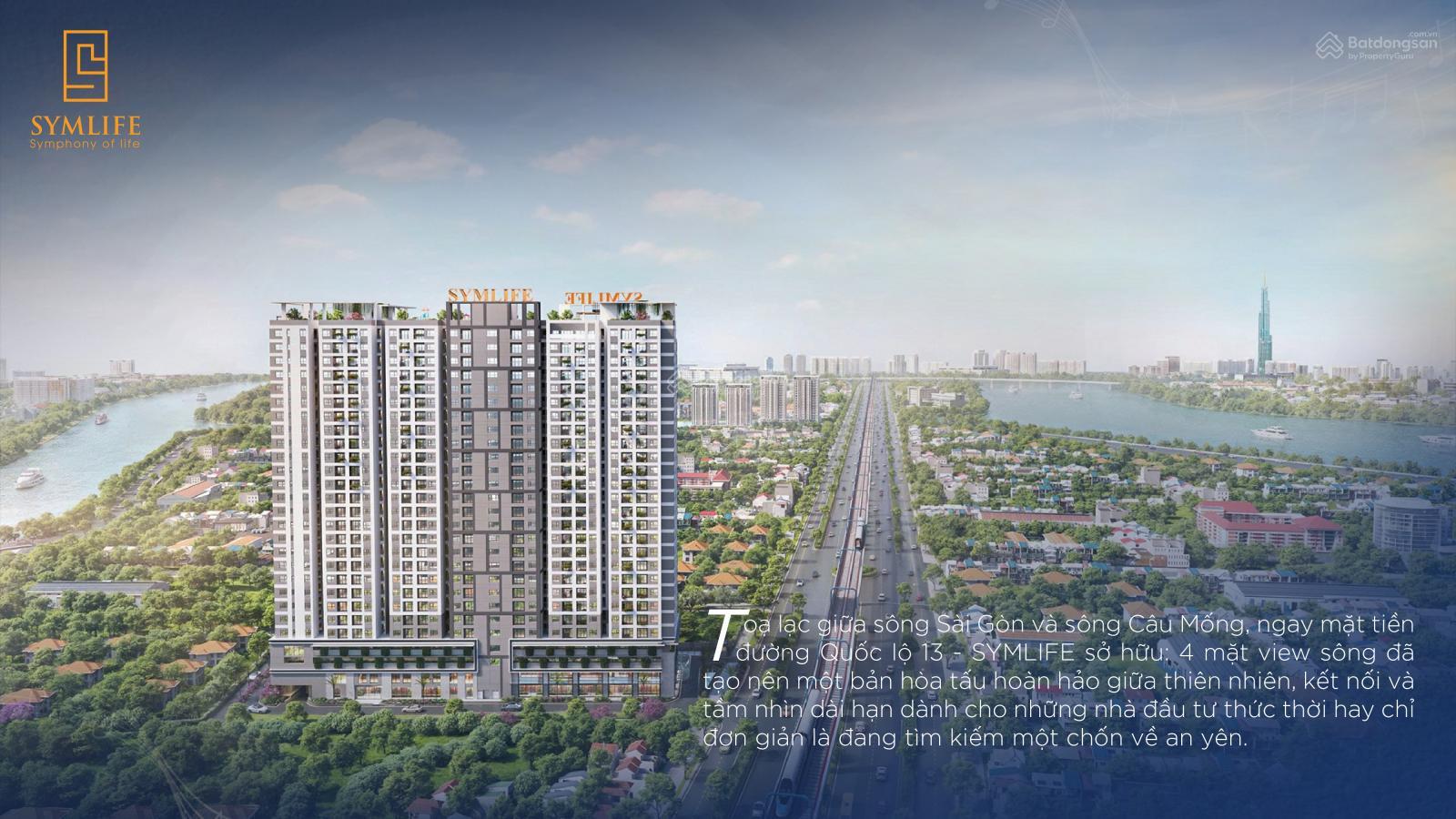 Căn hộ Symlife 1PN 51m2, view sông Sài Gòn, tiện ích cao cấp resort, chỉ 36tr/m2, vay 0% lãi