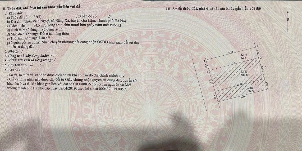 Chủ cần tiền gấp, giảm giá mạnh mảnh đất trục chính đường oto tránh tại Viên Ngoại Đặng Xá