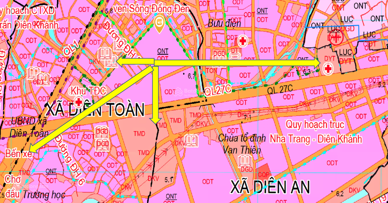 Bán đất mặt tiền kinh doanh tại đường Huỳnh Thúc Kháng, Diên Toàn, Diên Khánh,dt: 106,3 m²,ngang 6m