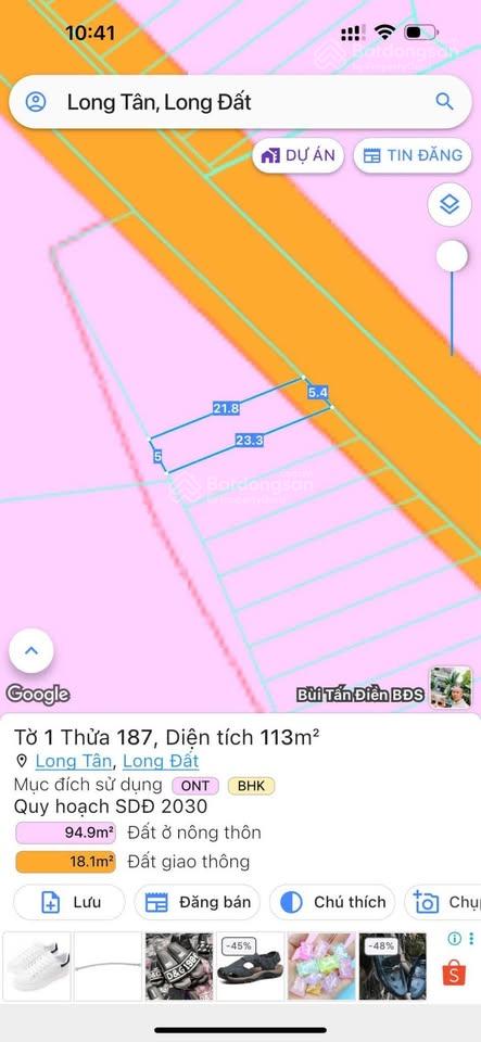 Đất Long Tân, Long Đất, vị trí vàng đầu tư đất nền giá rẻ, mặt tiền đường nhựa 12m. Sổ hồng sẵn