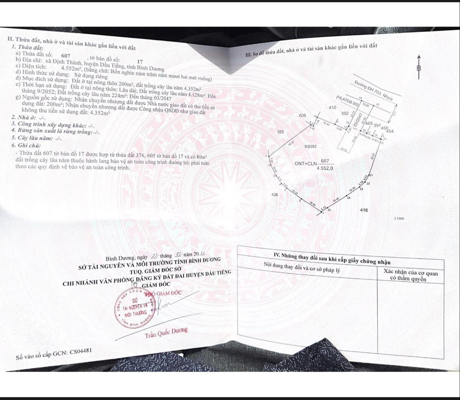 Bán đất tại Định Thành, Dầu Tiếng, Bình Dương, giá siêu hời chỉ với 8 tỷ, 4600 m2