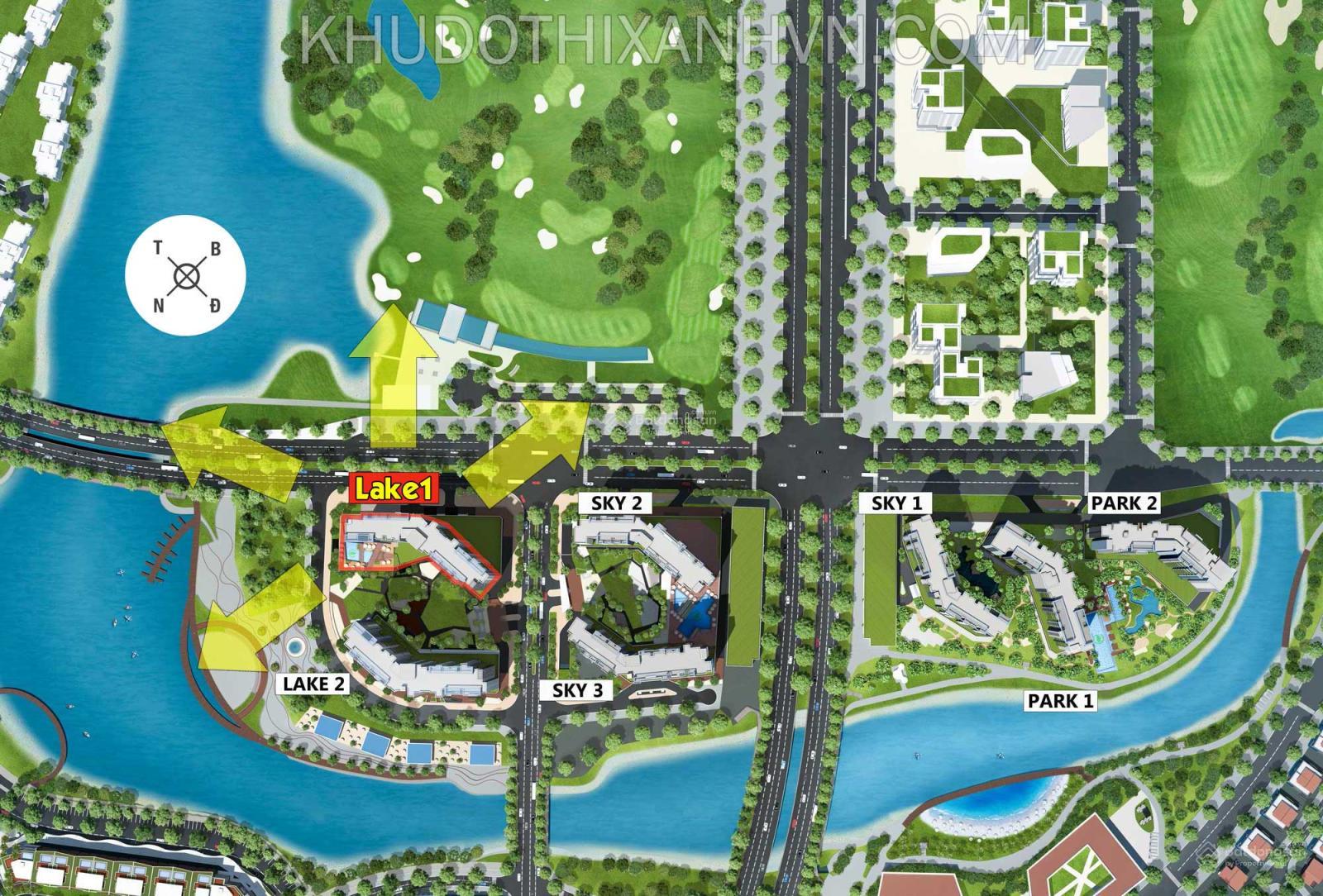 Bán 2 phòng ngủ 2 vệ sinh, toà Lake 1, view golf - Chung cư Aquabay, KĐT Ecopark
