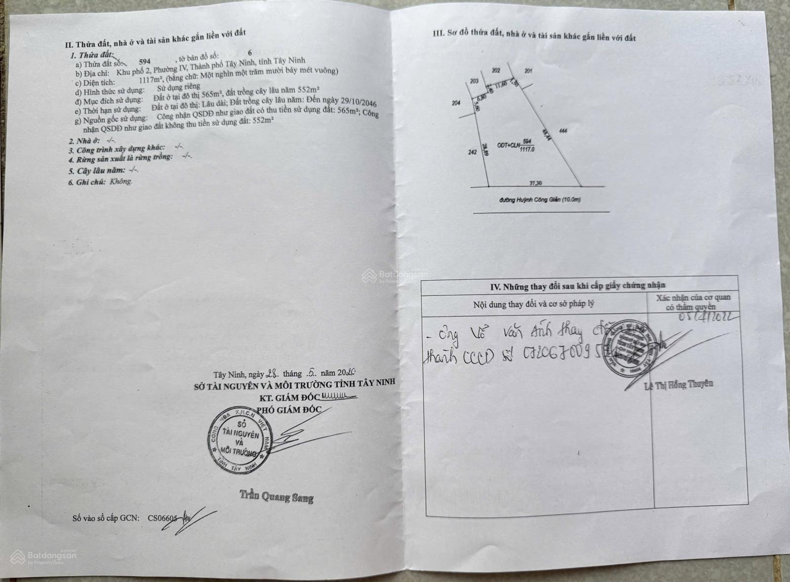 Bán đất tại Khu phố 2, Phường 4, Tây Ninh, 35 tỷ, 1117 m2, giá tốt hàng hiếm