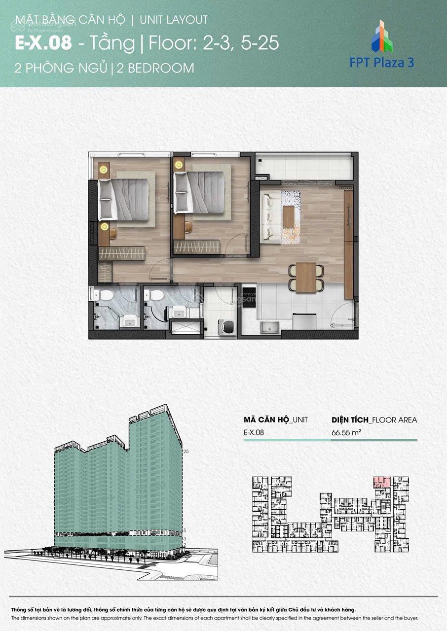 Bán CC 2PN, 2WC, 67m2 tại FPT Plaza 3, giá siêu hời 2,75 tỷ, view đẹp