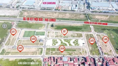 Em có lô đất nền đối diện KCN Samsung cần bán, đã có sổ đỏ. Không giới hạn thời gian xây
