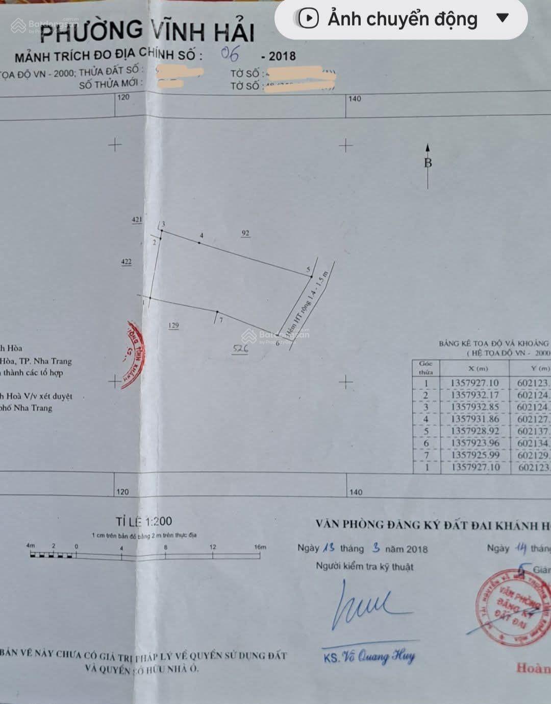 Bán đất hẻm Nguyễn Khuyến - P. Vĩnh Hải - TP. Nha Trang