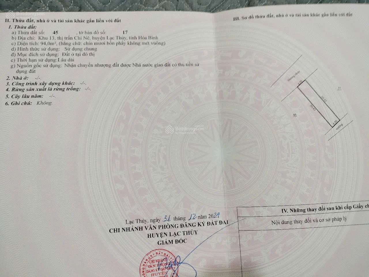 Bán 3 lô liền nhau 94m2 tại Thị trấn Chi Nê, Lạc Thủy, Hòa Bình, chỉ với 700 triệu