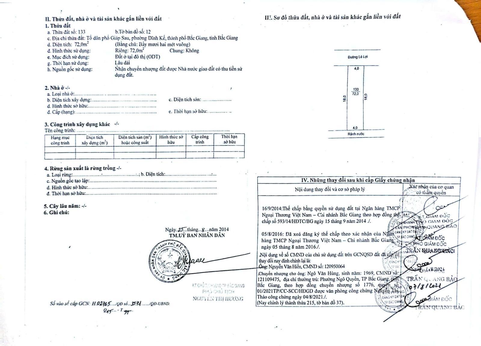 Nhà 3 tầng mặt tiền 4m trung tâm Dĩnh Kế Bắc Giang