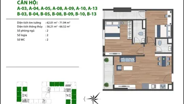 Bán CC Ben Hill, hỗ trợ LS 0% chỉ cần 400tr ký ngay HDMB, S 59,17m2, 2PN, 2WC, BC view công viên