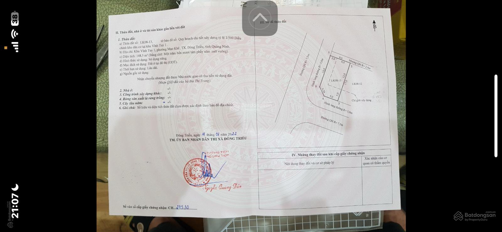 Bán Đất Nền Dự Án tại Phường Mạo Khê, Đông Triều, Quảng Ninh, 22,9 triệu, 145m2
