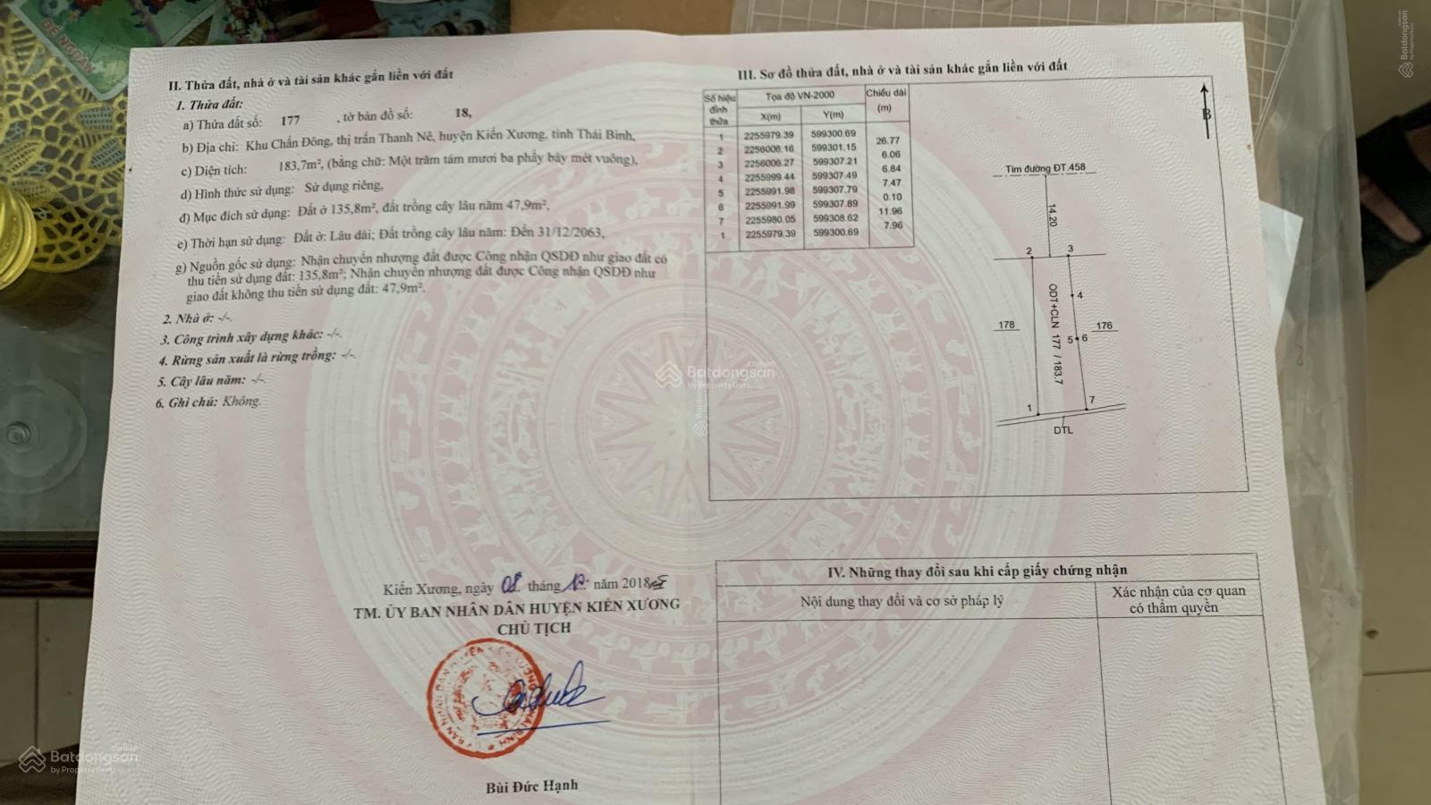 Chính chủ cần bán đất mặt đường 39B TT Kiến Xương