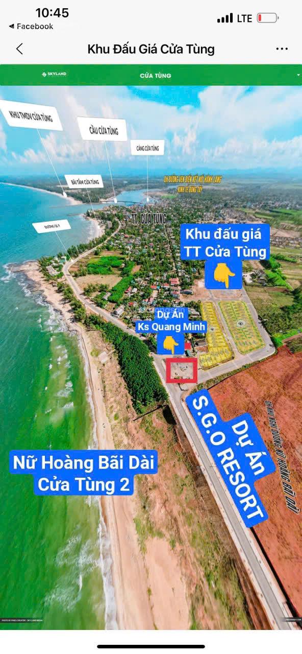 Bán lô đất đấu giá view biển Cửa Tùng, Quảng Trị; Đường 32m; Chỉ 3.2 tỷ - Giá tốt cho nhà đấu tư
