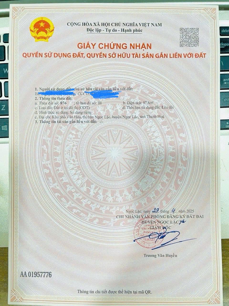 Bán đất nền 98m2 tại thị trấn Ngọc Lặc, Thanh Hoá, đã có sổ, giá cực tốt, nhiều tiềm năng tăng giá