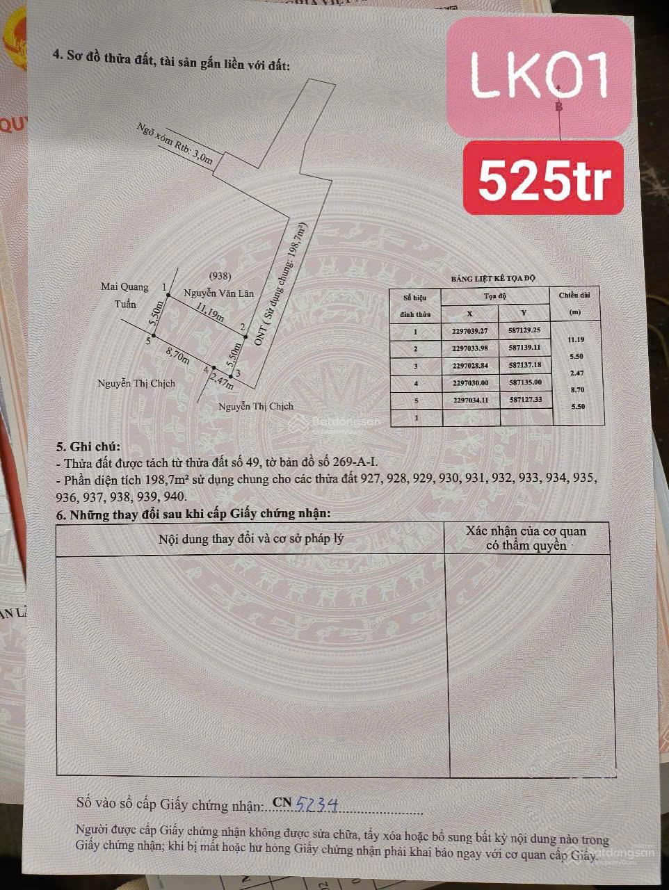 Bán lô đất 63m² giá chỉ 525 triệu (bao bìa) tại Mỹ Đức, An Lão