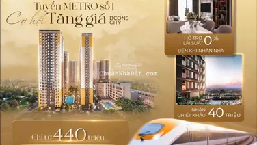 4 suất nội bộ Bcons City giá 1.9 tỷ/căn 2PN + 2WC, tặng 1.5 chỉ vàng, CK 4%
