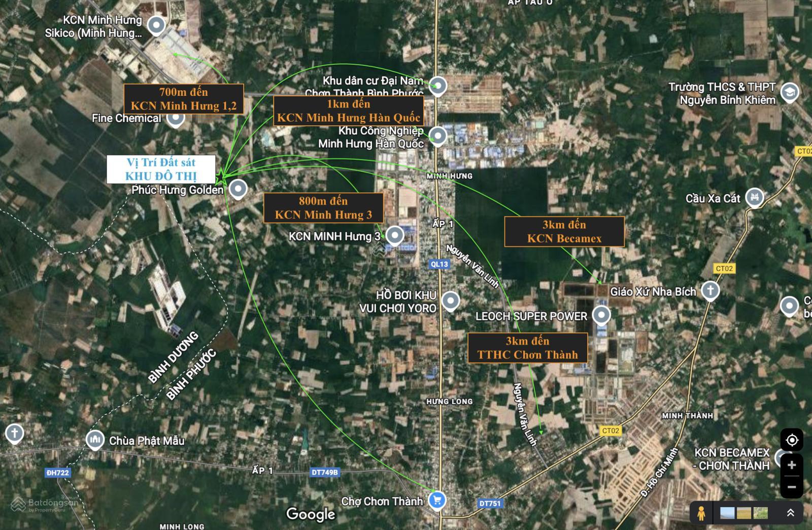 Đất ngộp 1000m2 giá 370 triệu phường Minh Hưng, Chơn Thành, liền kề Phúc Hưng Golden