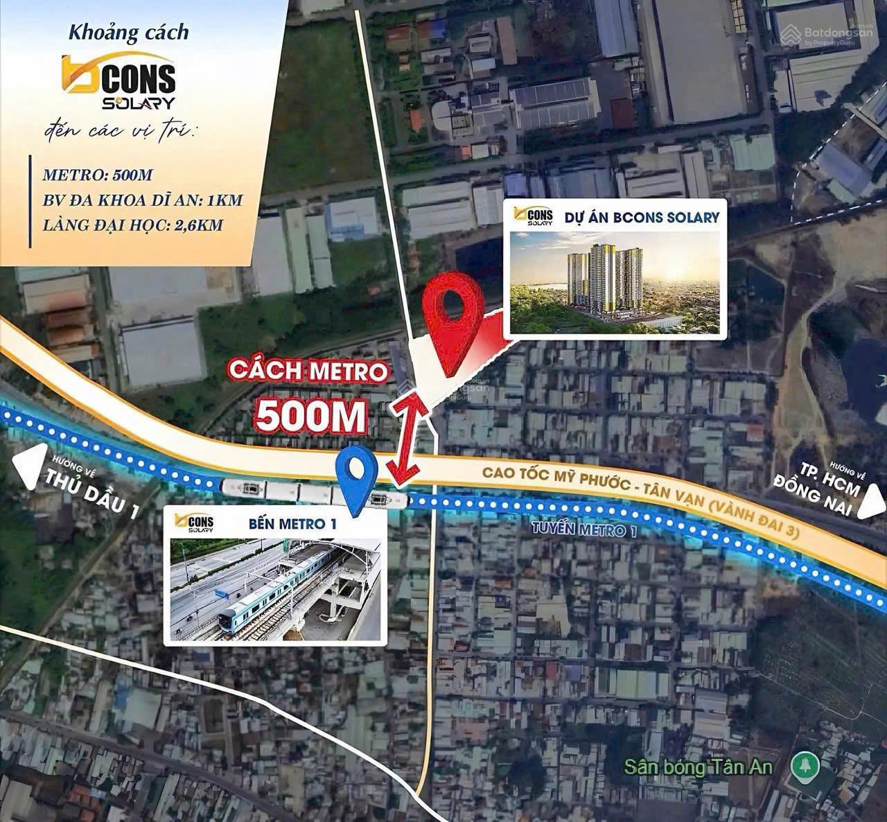 Chỉ còn 2 căn duy nhất 47m2 - 2PN, view Q1, thoáng mát, cách tuyến Metro chỉ 500m2 Bcons Solary