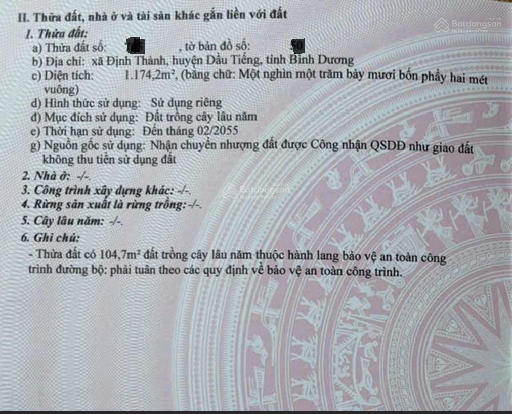 Chính chủ cần bán nhanh lô đất mặt tiền đường DT 744, Định Thành, Dầu Tiếng, Thành Phố Hồ Chí Minh