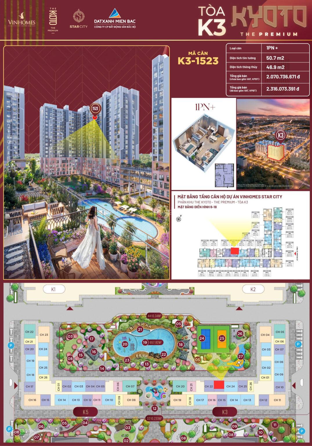 Bán căn hộ chung cư 2PN, 1WC tại Vinhomes Star City, Lê Lợi, Đông Hải, Thanh Hóa, 2,4 tỷ