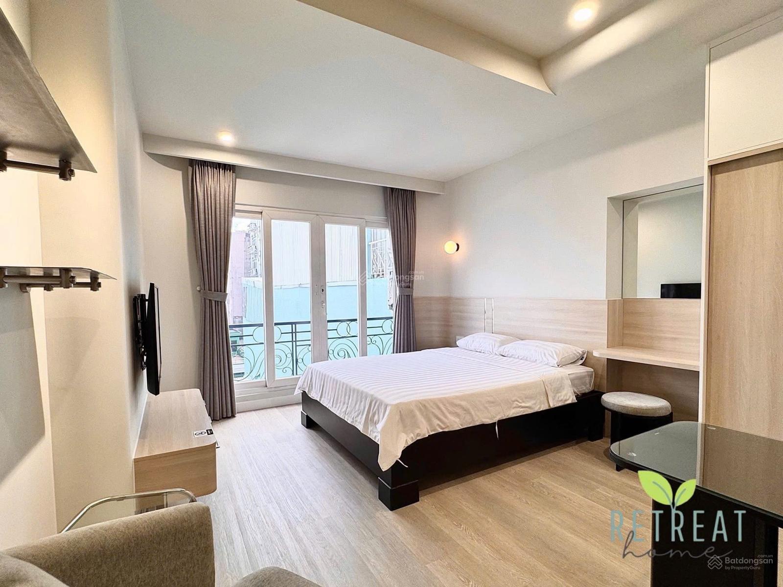 Cho thuê căn hộ dịch vụ Quận 3, 1PN ban công đầy đủ nội thất đường Lý Chính Thắng, gần cầu Công Lý
